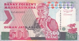 Madagascar, 2.500 Francs=500 Ariary, 1993, UNC, p72a
Estimate: USD 15-30