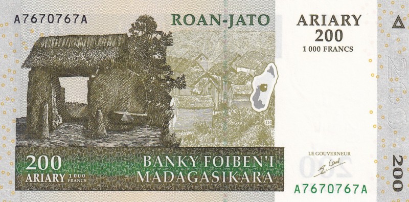 Madagascar, 200 Francs, 2004, UNC, p87, Radar
Estimate: USD 25-50