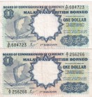 Malaya and British Borneo, 1 Dollar, 1959, VF(+), p8a, (Total 2 banknotes)
Estimate: USD 40-80