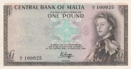 Malta, 1 Pound, 1967, AUNC, p29
Queen Elizabeth II. Potrait
Estimate: USD 100-200