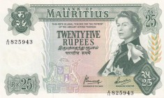 Mauritius, 25 Rupees, 1967, UNC, p32b
Portrait of Queen Elizabeth II
Estimate: USD 250-500