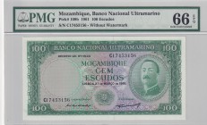 Mozambique, 100 Escudos, 1961, UNC, p109b
PMG 66 EPQ
Estimate: USD 50-100