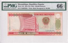 Mozambique, 100.000 Meticais, 1993, UNC, p139
PMG 66 EPQ
Estimate: USD 15-30
