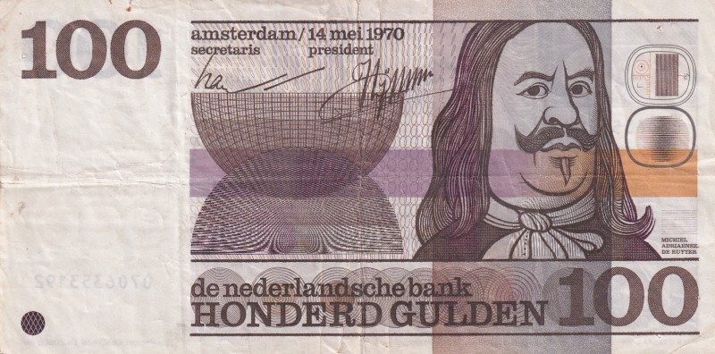 Netherlands, 100 Gulden, 1970, VF, p93a
There are pinholes and spots
Estimate:...