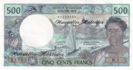 New Hebrides, 500 Francs, 1979, UNC, p19c
Estimate: USD 30-60