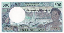 New Hebrides, 500 Francs, 1979, UNC, p19c
Estimate: USD 30-60