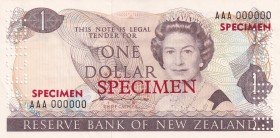 New Zealand, 1 Dollar, 1981/1985, UNC, p169a, SPECIMEN
Queen Elizabeth II. Potrait
Estimate: USD 300-600
