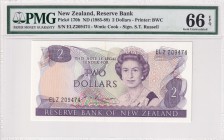 New Zealand, 2 Dollars, 1985/1989, UNC, p170b
PMG 66 EPQ
Estimate: USD 50-100
