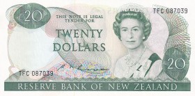 New Zealand, 20 Dollars, 1985/1989, UNC, p173b
Queen Elizabeth II. Potrait
Estimate: USD 75-150