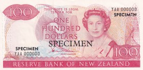 New Zealand, 100 Dollars, 1981, UNC, p175as, SPECIMEN
Queen Elizabeth II. Potrait
Estimate: USD 500-1000