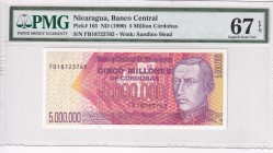 Nicaragua, 5 Million Cordobas, 1990, UNC, p165
PMG 67 EPQ, High condition
Estimate: USD 30-60