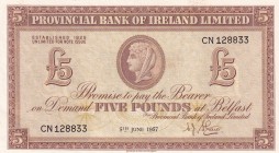 Northern Ireland, 5 Pounds, 1957, UNC(-), p242
Estimate: USD 150-300