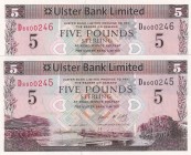 Northern Ireland, 5 Pounds, 2007, UNC, p340a, (Total 2 consecutive banknotes)
Estimate: USD 75-150