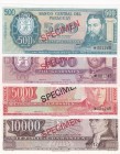 Paraguay, 500-1.000-5.000-10.000 Guaranies, 1979, UNC, pCS1, SPECIMEN (Total 4 banknotes)
Specimen Team 001245
Estimate: USD 500-1000