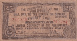 Philippines, 25 Pesos, 1942, VF, pS133
Bohol Emergency Currency Board