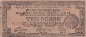 Philippines, 10 Pesos, 1942, FINE, pS137
Bohol Emergency Currency Board