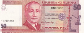 Philippines, 50 Piso, 2003, UNC, p193a, FIRST 10 Serial Numbered
Banknote Serial No. 1
Estimate: USD 1000-2000