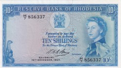 Rhodesia, 10 Shillings, 1964, AUNC, p24s
Queen Elizabeth II. Potrait
Estimate: USD 150-300