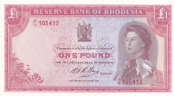 Rhodesia, 1 Pound, 1966, UNC, p28a
Portrait of Queen Elizabeth II
Estimate: USD 400-800