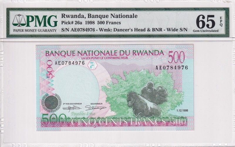 Rwanda, 500 Francs, 1998, UNC, p26a
PMG 65 EPQ
Estimate: USD 15-30