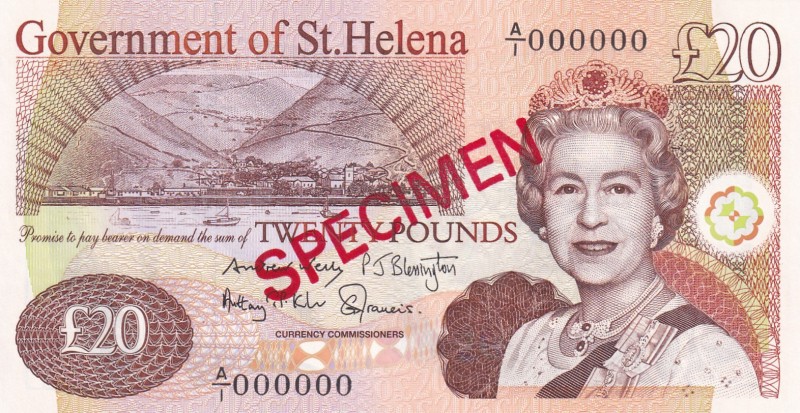 Saint Helena, 20 Pounds, 2012, UNC, p13bs, SPECIMEN
Queen Elizabeth II. Potrait...