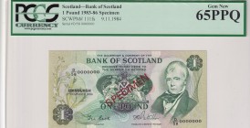 Scotland, 1 Pound, 1984, UNC, p111fs, SPECIMEN
PCGS 65 PPQ
Estimate: USD 100-200
