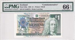 Scotland, 1 Pound, 1992, UNC, p356a
PMG 66 EPQ, Commemorative banknot
Estimate: USD 25-50