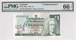 Scotland, 1 Pound, 1994, UNC, p358a
PMG 66 EPQ, Commemorative banknot
Estimate: USD 25-50