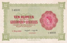 Seychelles, 10 Rupees, 1963, AUNC, p12c
Queen Elizabeth II. Potrait
Estimate: USD 1.000-2.000