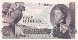 Seychelles, 5 Rupees, 1968, UNC, p14a
Queen Elizabeth II. Potrait
Estimate: USD 250-500