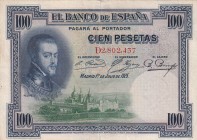Spain, 100 Pesetas, 1925, AUNC(+), p69c