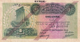 Syria, 1 Livre, 1939, VF, p40c
Slightly stained
Estimate: USD 30-60