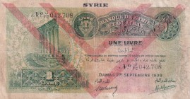 Syria, 1 Livre, 1939, FINE, p40e
There are tears and repair with tape
Estimate: USD 20-40