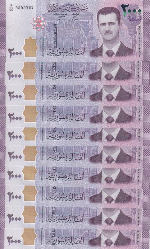 Syria, 2.000 Pounds, 2017, UNC, p117, (Total 10 consecutive banknotes)
Estimate...