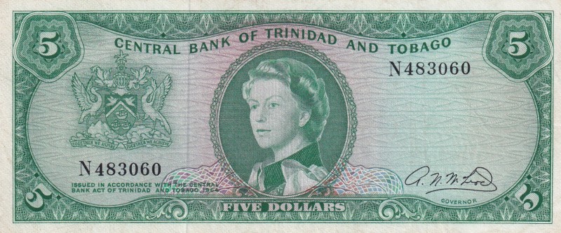 Trinidad & Tobago, 5 Dollars, 1964, VF(+), p27b
Queen Elizabeth II. Potrait
Es...