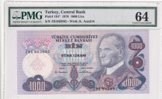 Turkey, 1.000 Lira, 1970, UNC, p191
PMG 64
Estimate: USD 3000-6000