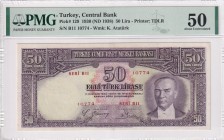 Turkey, 50 Lira, 1938, AUNC, p129, 2. Emisyon, 1. Tertip
PMG 50
Estimate: USD 4000-8000