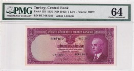 Turkey, 1 Lira, 1942, UNC, p135, 2. Emisyon, 1. Tertip
PMG 64
Estimate: USD 400-800