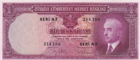 Turkey, 1 Lira, 1942, AUNC(-), p135, 2. Emisyon, 1. Tertip
Estimate: USD 250-500