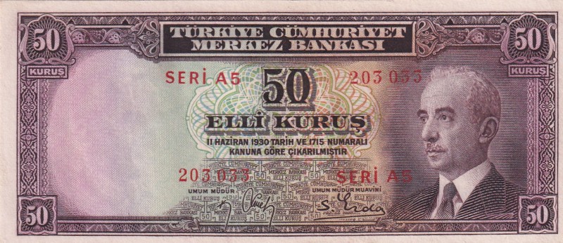 Turkey, 50 Kuruş, UNC, p133, 2. Emisyon, 1. Tertip
As out of the sea, there are...