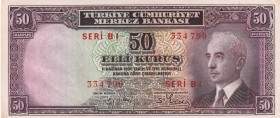 Turkey, 50 Kuruş, UNC, p133, 2. Emisyon, 1. Tertip
As out of the sea, there are fluctuations originating from the water. Not Issued
Estimate: USD 50...