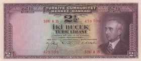 Turkey, 2 1/2 Lira, 1947, UNC, p140, 3. Emisyon, 1. Tertip
Estimate: USD 500-1000