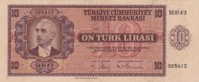 Turkey, 10 Lira, 1942, XF, p141, 3. Emisyon, 1. Tertip
repaired
Estimate: USD 250-500