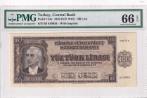 Turkey, 100 Lira, 1942, UNC, p144a, 3. Emission, 1. Tertip
PMG 66 EPQ
Estimate: USD 5000-10000