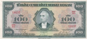 Turkey, 100 Lira, 1947, UNC, p149, 4. Emission, 1. Tertip
Very Rare
Estimate: USD 10000-20000