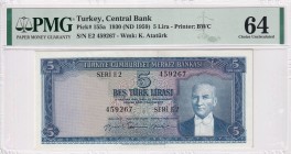 Turkey, 5 Lira, 1959, UNC, p155a, 5. Emission, 2. Tertip
PMG 64
Estimate: USD 1000-2000
