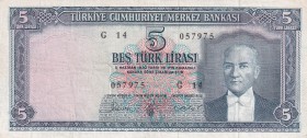 Turkey, 5 Lira, 1961, VF, p173a, 5. Emission, 3. Tertip
Estimate: USD 20-40