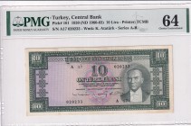 Turkey, 10 Lira, 1963, UNC, p161, 5. Emission, 6. Tertip
PMG 64
Estimate: USD 300-600