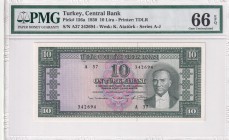 Turkey, 10 Lira, 1963, UNC, p156a, 5. Emission, 6. Tertip
PMG 66 EPQ
Estimate: USD 500-1000