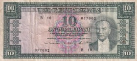 Turkey, 10 Lira, 1963, VF, p161, 5. Emission, 6. Tertip
There are pinhole and light stain
Estimate: USD 20-40